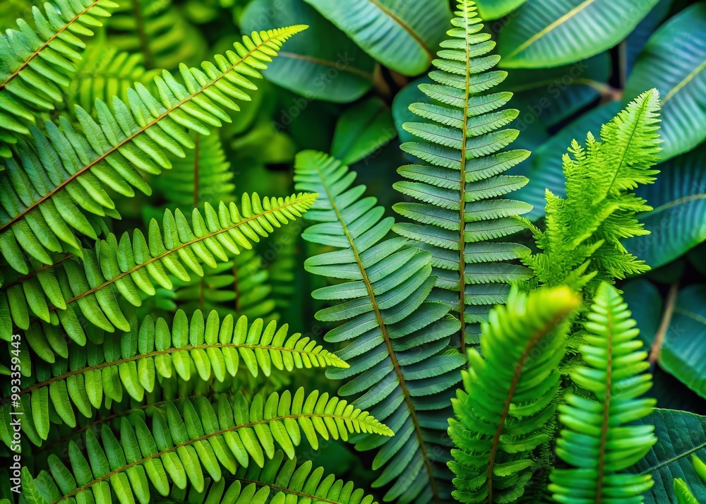 Lush Green Fern and Eucalyptus Leaves Creating a Natural and Serene Botanical Background Display Lush Green Fern and Eucalyptus Leaves Creating a Natural and Serene Botanical Background Display