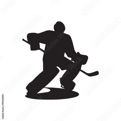 silhouette of people playing hockey, Playing ice hockey, Abstract silhouette of a hockey player on white background