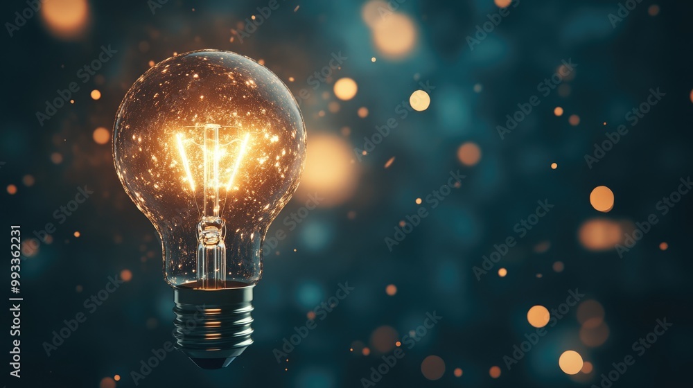 Illuminated Lightbulb in Dim Space Representing the Inspiring Ideas of Enlightenment and Discovery Illuminated Lightbulb in Dim Space Representing the Inspiring Ideas of Enlightenment and Discovery