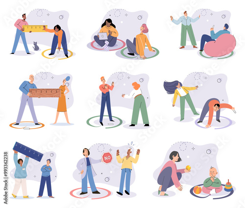 Social anxiety vector illustration. Sadness and sorrow are common emotions in society Societys pressures can contribute to feelings unhappiness and stress The social anxiety metaphor represents