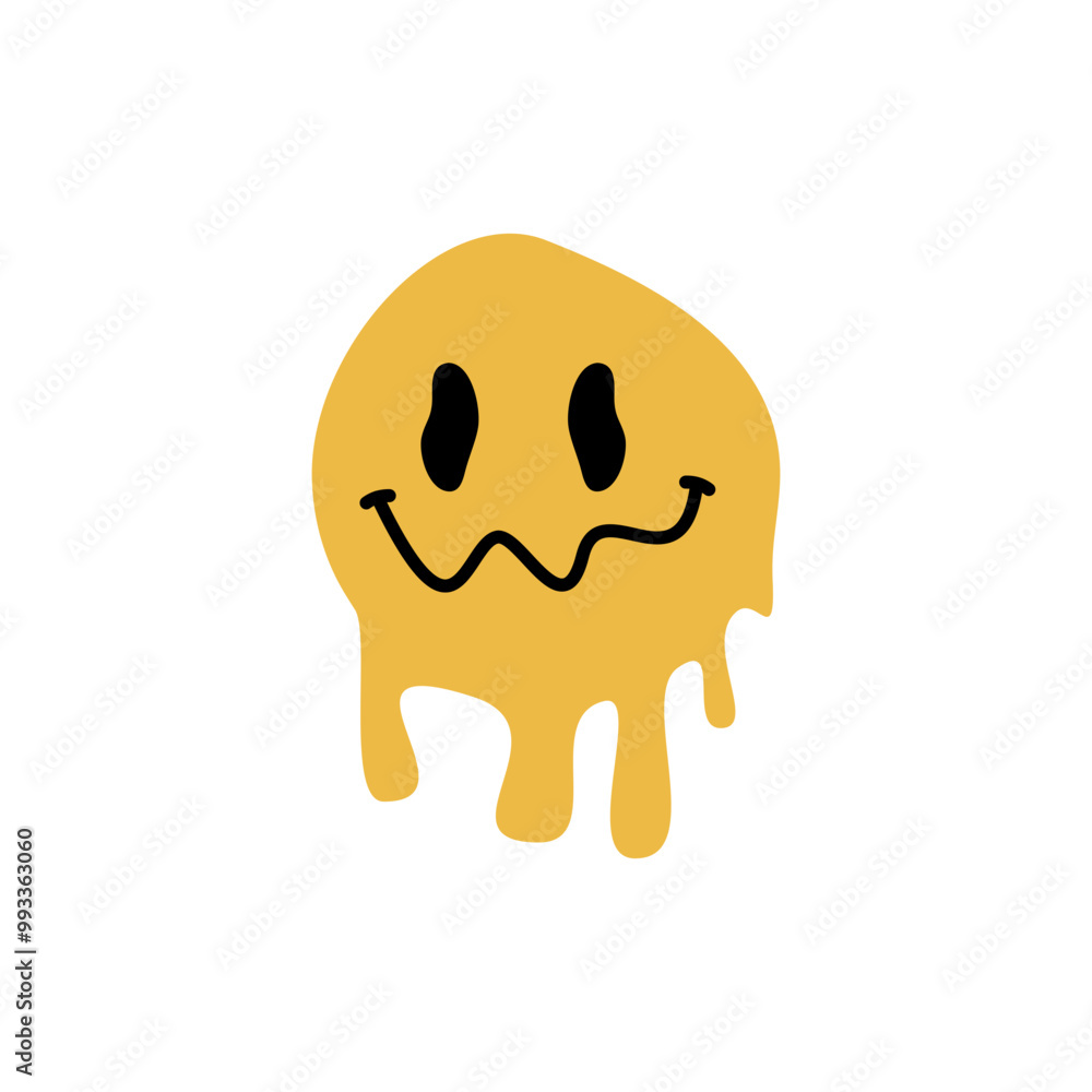Melted Smile Face Sticker, Vector Illustration. Melted Smile Face Sticker, Vector Illustration.