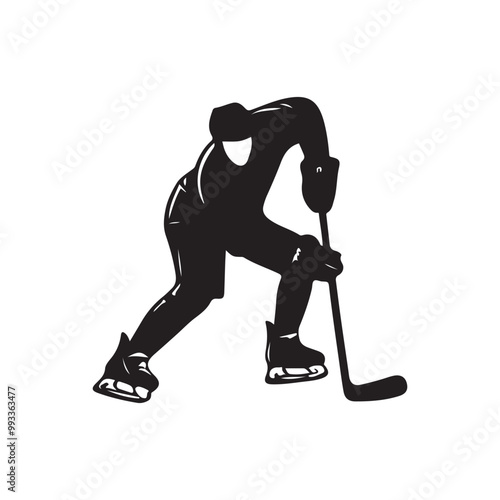 silhouette of people playing hockey, Playing ice hockey, Abstract silhouette of a hockey player on white background