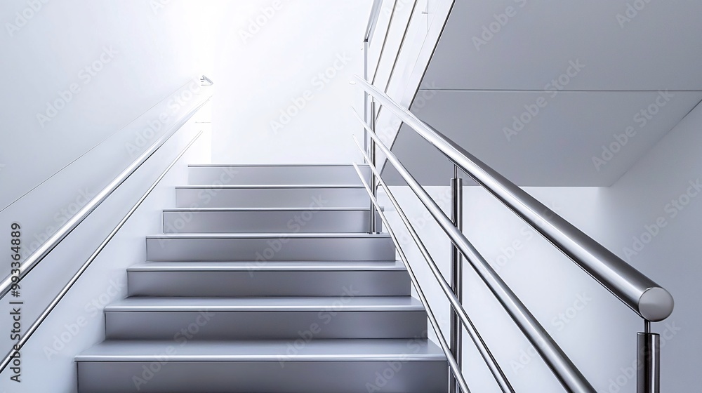 Fototapeta premium Modern Sleek Handrails Installation in Interior Design Setting