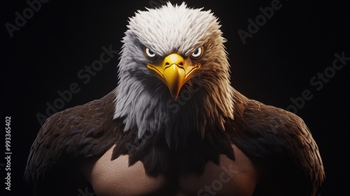 Powerful bald eagle with sharp eyes and muscular chest. photo