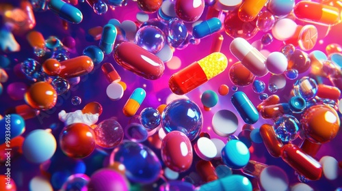 Vibrant collection of pharmaceuticals and tablets photo