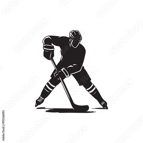 silhouette of people playing hockey, Playing ice hockey, Abstract silhouette of a hockey player on white background