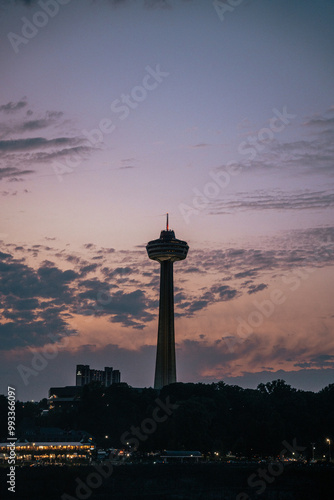 Skylon Tower, Niagara Falls at sunset. photo