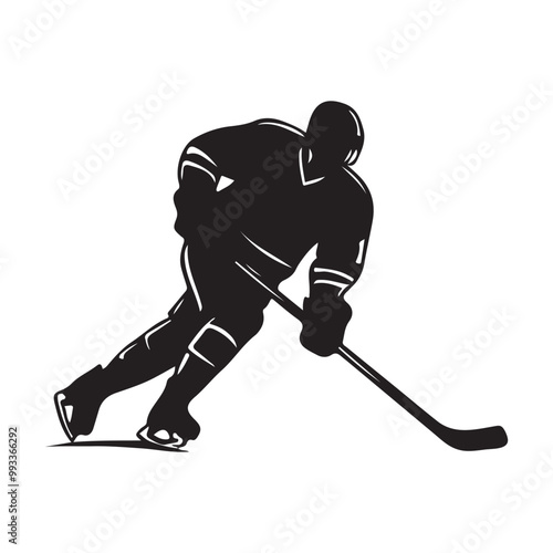 silhouette of people playing hockey, Playing ice hockey, Abstract silhouette of a hockey player on white background