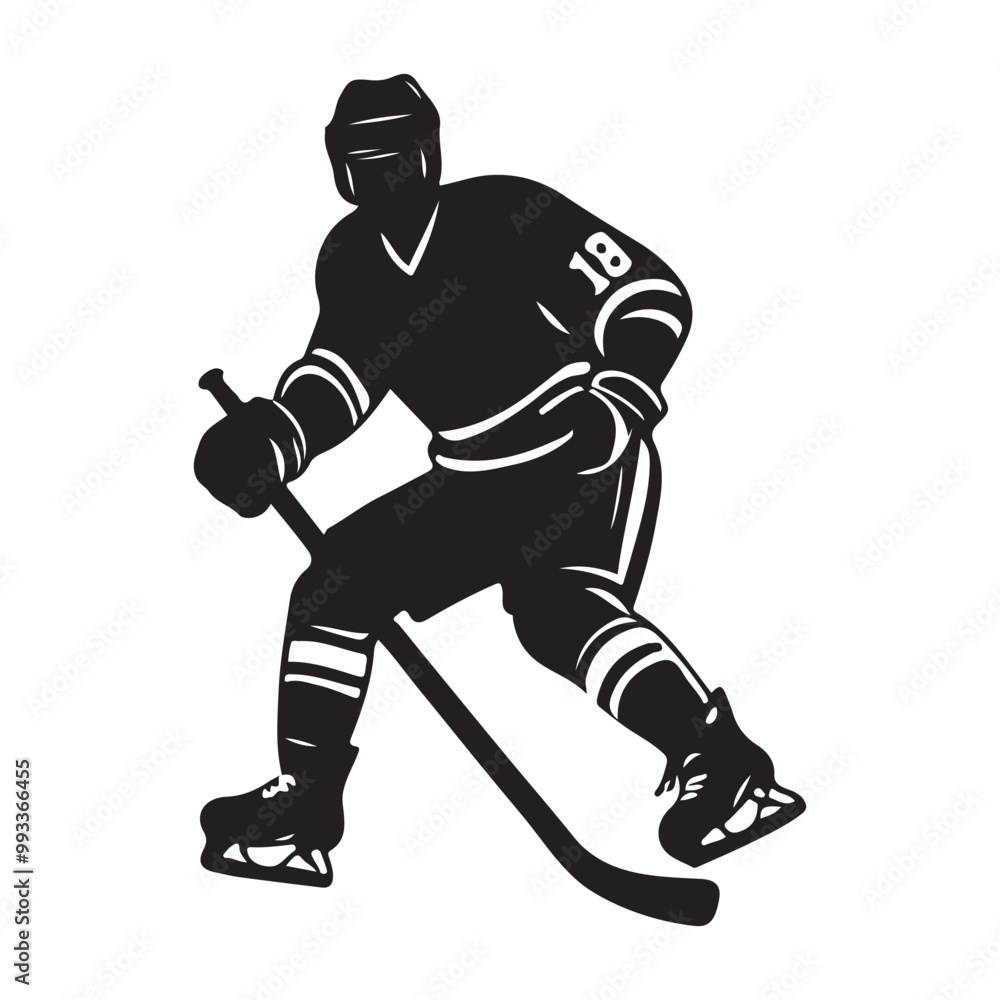 Obraz premium silhouette of people playing hockey, Playing ice hockey, Abstract silhouette of a hockey player on white background