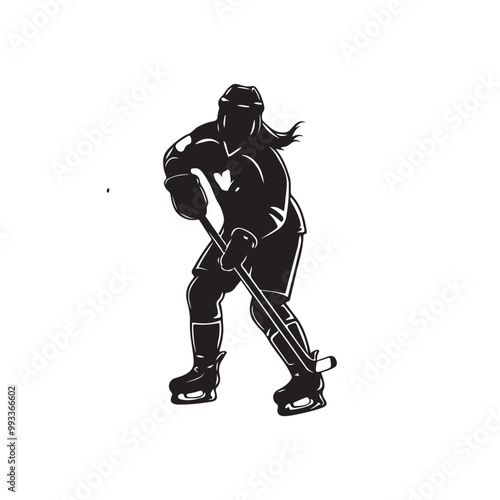 silhouette of people playing hockey, Playing ice hockey, Abstract silhouette of a hockey player on white background