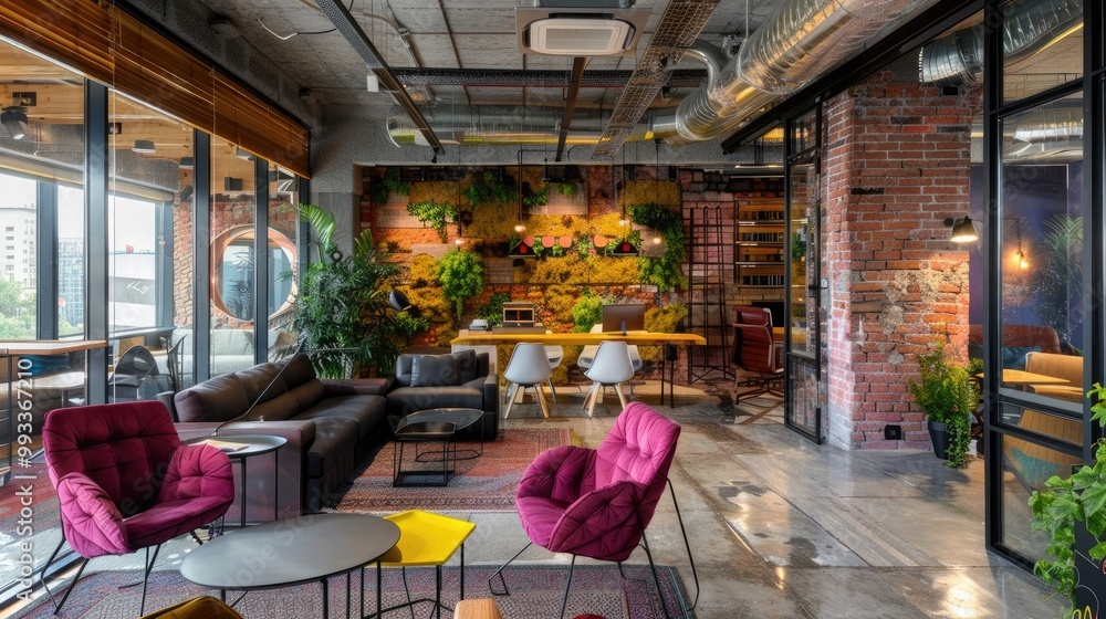 Naklejka premium A stylish and trendy office with a unique and innovative design