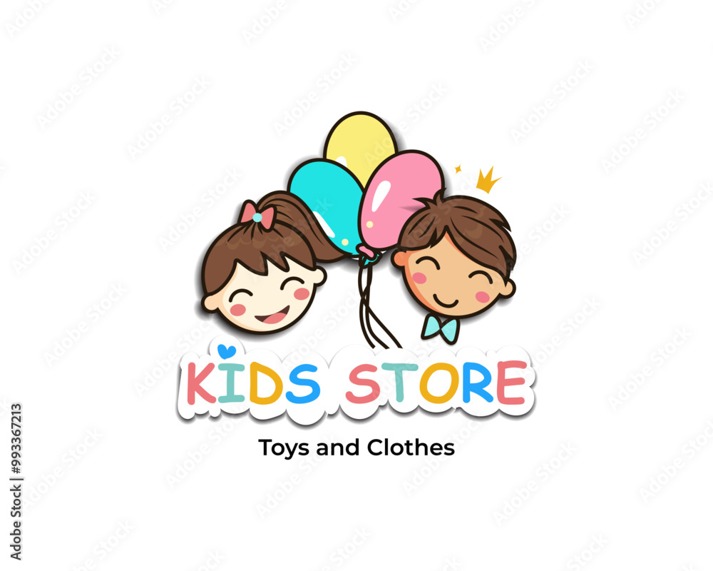 colorful kids logo design symbol with cute boy and girl kids illustration colorful kids logo design symbol with cute boy and girl kids illustration
