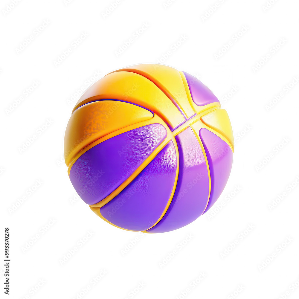 A stylized basketball featuring a vibrant combination of purple and yellow colors, showcasing a unique design and texture. A stylized basketball featuring a vibrant combination of purple and yellow colors, showcasing a unique design and texture.