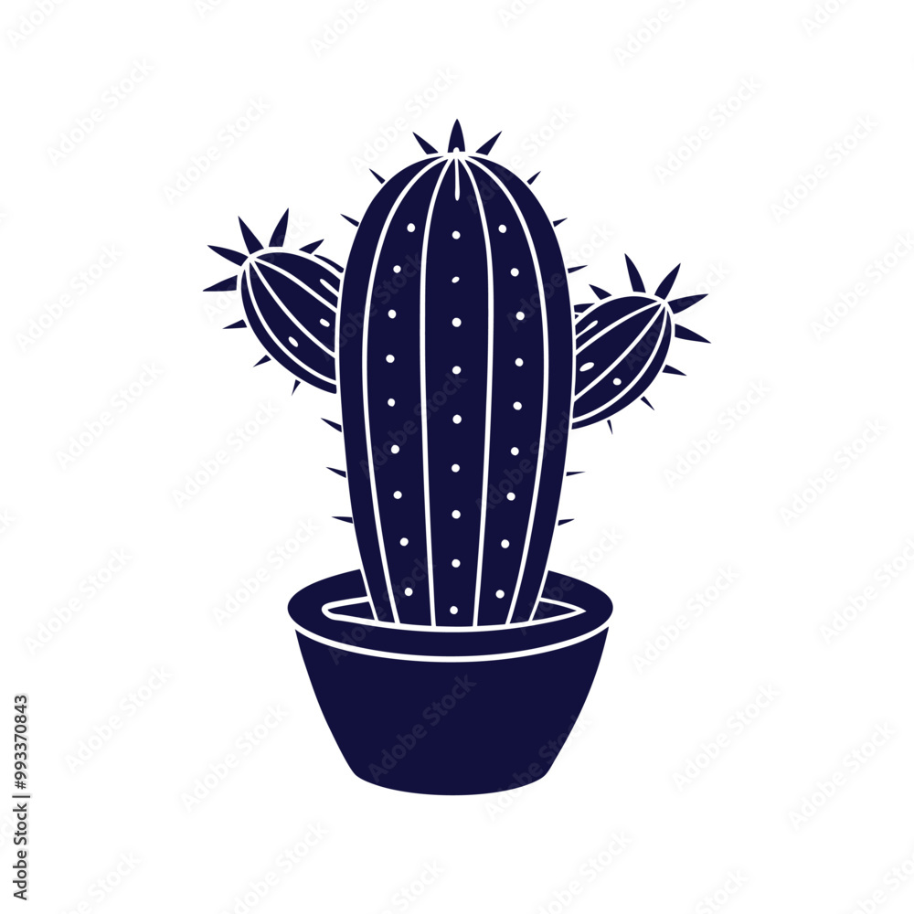 Cactus silhouette vector art illustration isolated on a white background Cactus silhouette vector art illustration isolated on a white background