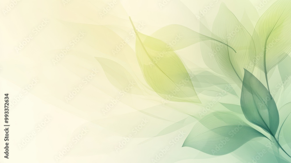 Abstract Green Leaf Pattern on Cream Background - Minimalist Nature Illustration. Abstract Green Leaf Pattern on Cream Background - Minimalist Nature Illustration.