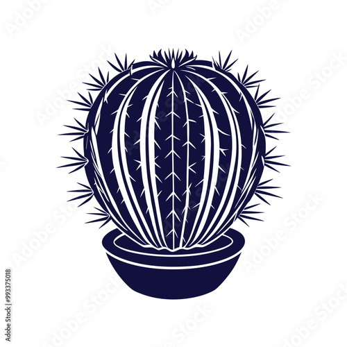 Cactus silhouette vector art illustration isolated on a white background photo