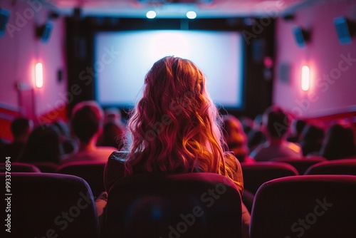 A vintage movie theater transforms into a cozy sanctuary as the projector's warm golden light illuminates the room, filling the atmosphere with anticipation and eagerness. photo