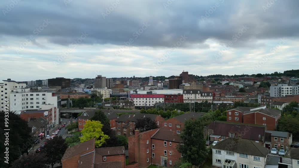High Angle View of Luton City of England UK During Mostly Cloudy Day of September 24th, 2024 High Angle View of Luton City of England UK During Mostly Cloudy Day of September 24th, 2024
