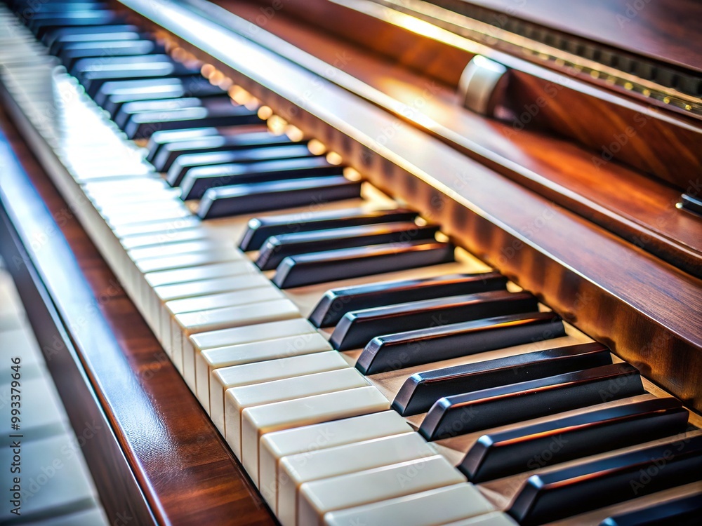 Music composition made beautiful with an intimate look at a piano keyboard arranged with picturesque chords. Music composition made beautiful with an intimate look at a piano keyboard arranged with picturesque chords.