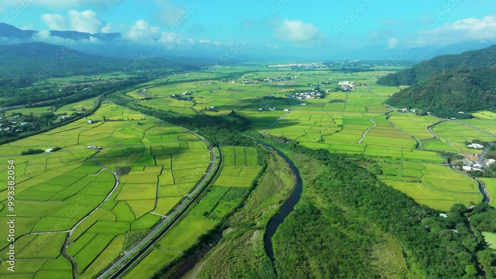 Aerial view of cultivated agricultural farming land Aerial view of cultivated agricultural farming land
