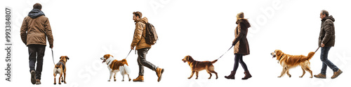 set of A boy walking a dog, a dog walking in the park, a boy and his pet dog, a boy walking with a dog on the road, png file, a boy walking, a dog walking in the park, on a transparent backgrounds
