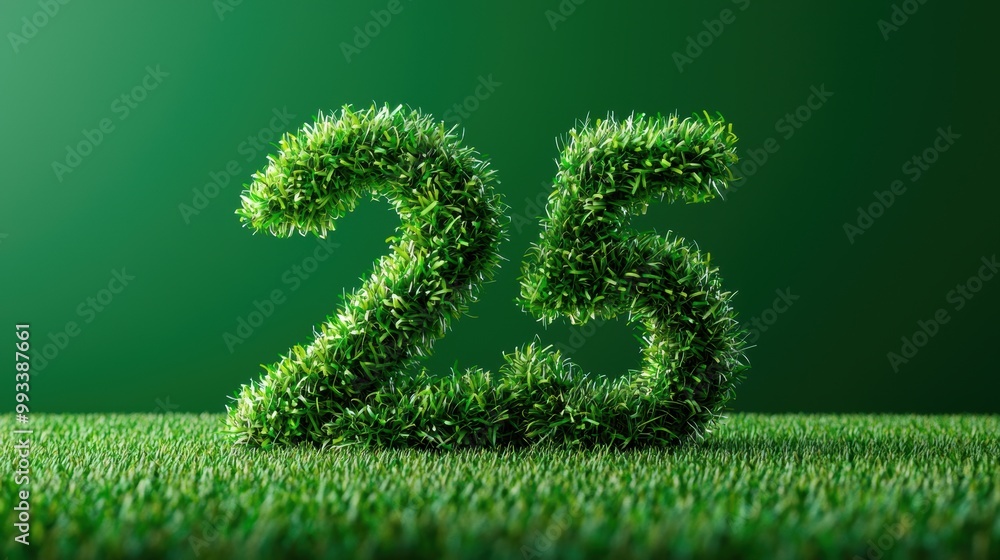 Fototapeta premium Green Grass Number 25 for New Year Celebration
