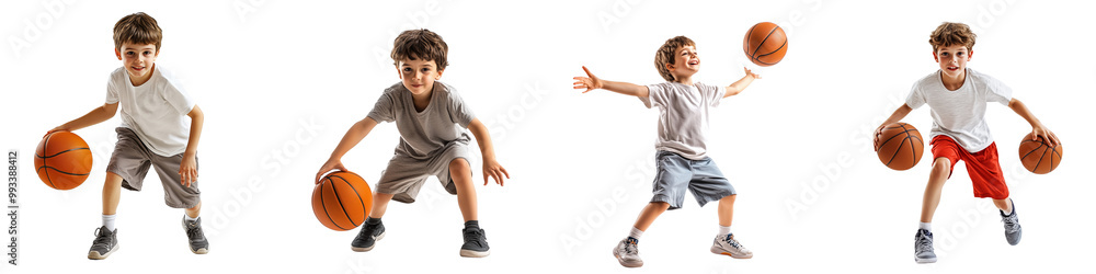 set of An elementary school boy is practicing basketball, a student is training in basketball, a boy is playing basketball, a child is practicing school basketball, on a transparent backgrounds set of An elementary school boy is practicing basketball, a student is training in basketball, a boy is playing basketball, a child is practicing school basketball, on a transparent backgrounds