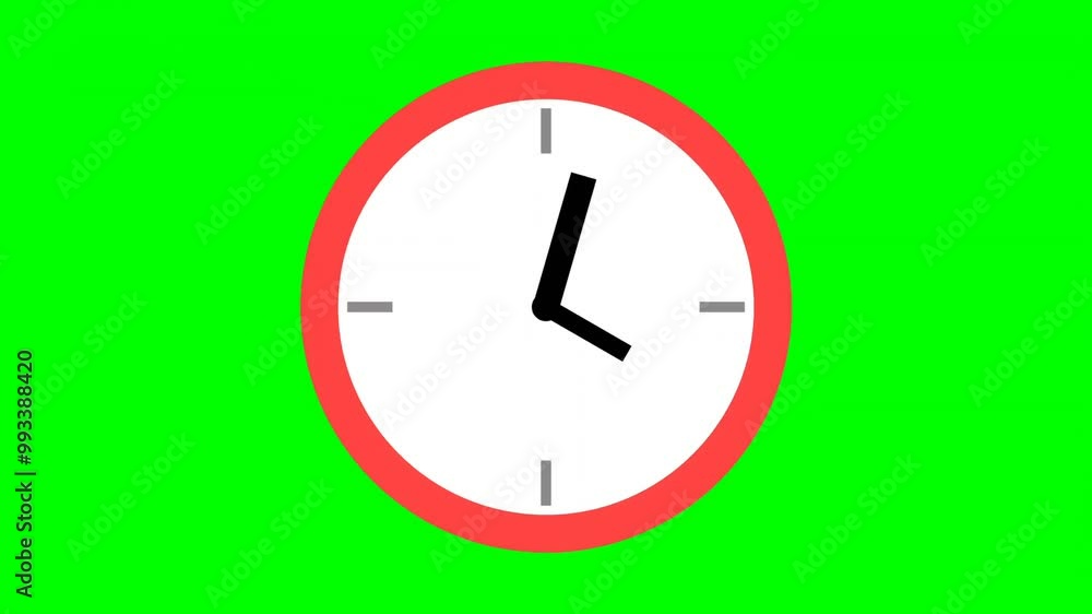 Animation wall clock red border on a green screen. The clock's hands move slowly, perfect for time-related projects. Animation wall clock red border on a green screen. The clock's hands move slowly, perfect for time-related projects.