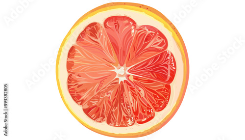 Pink half grapefruit citrus fruit vector illustration isolated on white or transparent background, png grapefruit clipart, sliced grapefruit digital art, tropical fruit graphic illustration