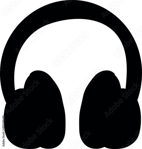Bold Black Headphones Silhouette Icon