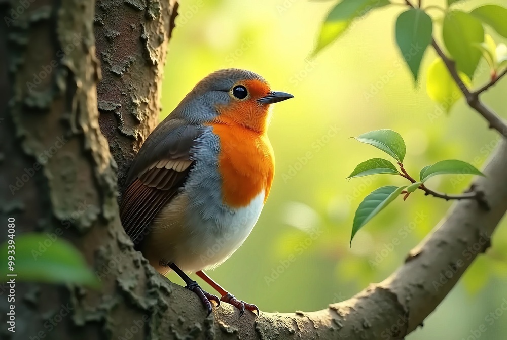 Portrait of a beautiful robin bird inside a tree at a sunny spring day, blur background Portrait of a beautiful robin bird inside a tree at a sunny spring day, blur background