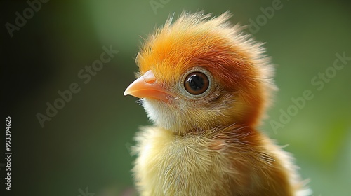 Close-Up of a Cute Baby Bird with Fluffy Feathers