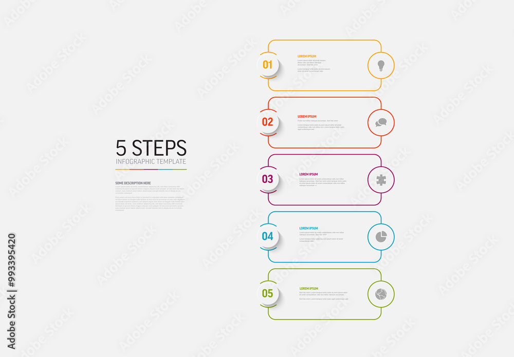Light vertical infographic template with five rounded block cards