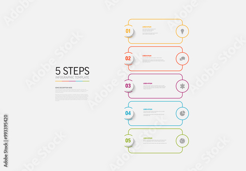 Obraz na płótnie Light vertical infographic template with five rounded block cards w salonie