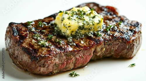 Grilled Steak Topped with Herb Butter