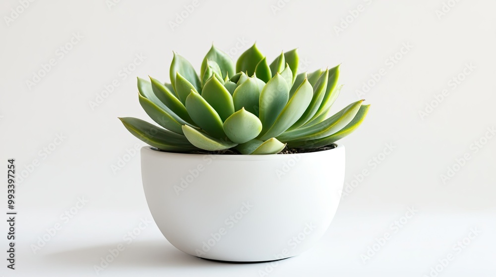 Bold green succulent with thick stems in a sleek white pot. Set against a clean white background, ideal for contemporary interior decor and minimalist designs Bold green succulent with thick stems in a sleek white pot. Set against a clean white background, ideal for contemporary interior decor and minimalist designs