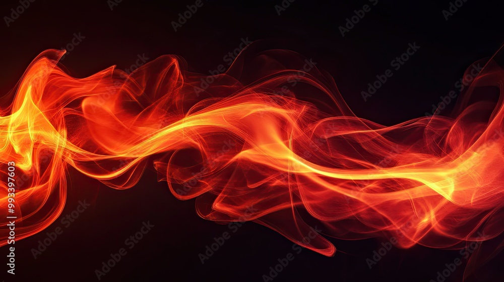 Bright red and orange smoke effects curling and twisting in an abstract form, set against a pitch-black background. Bright red and orange smoke effects curling and twisting in an abstract form, set against a pitch-black background.