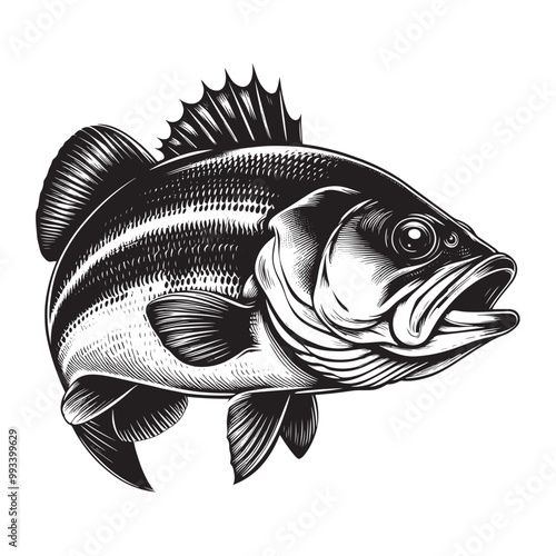 Large Mouth Bass fish vector illustration