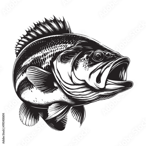 Large Mouth Bass fish vector illustration