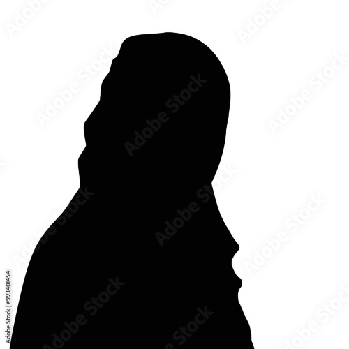 Modern Woman in Hijab Silhouette Vector Illustration Transparent Background