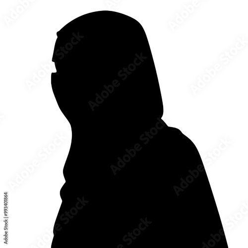 Islamic Woman in Hijab Silhouette Vector Illustration Transparent Background