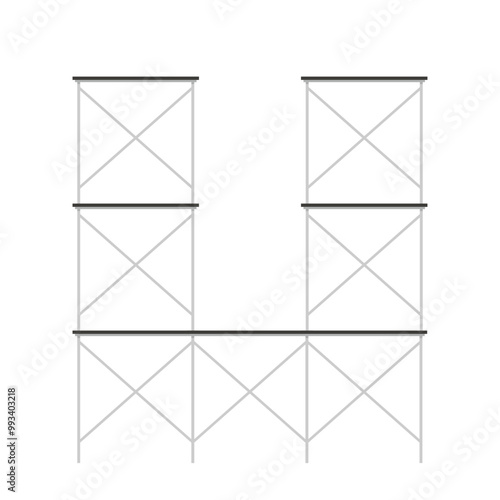 Scaffolding. Vector flat design aluminum prefabricated scaffolding isolated illustration white background.