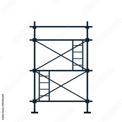 Scaffolding. Vector flat design aluminum prefabricated scaffolding isolated illustration white background.