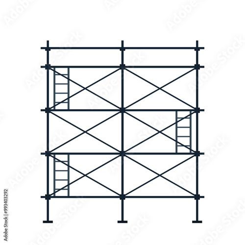 Scaffolding. Vector flat design aluminum prefabricated scaffolding isolated illustration white background.