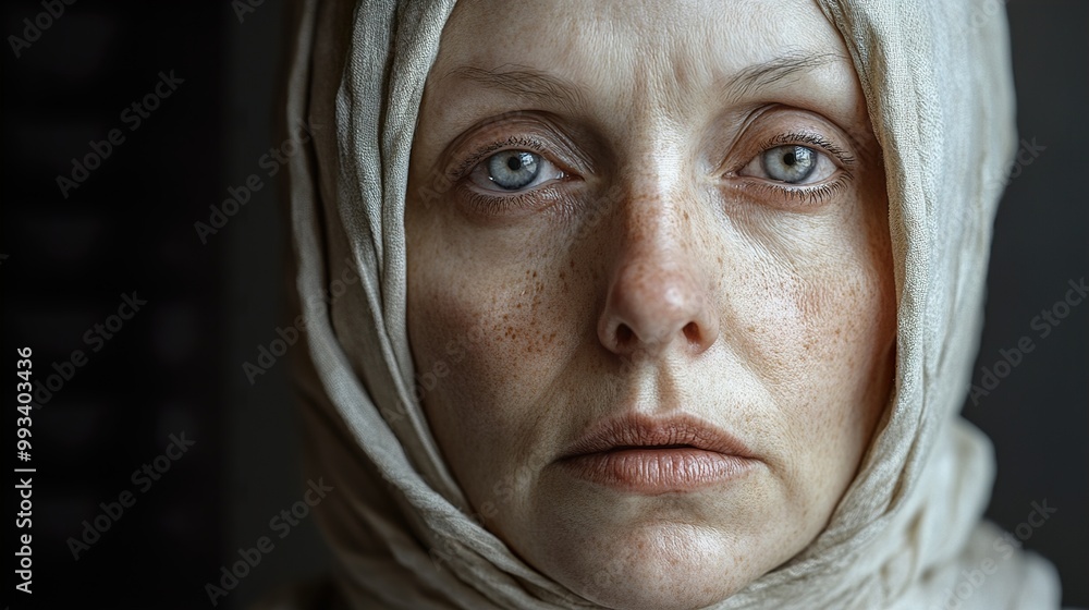 Close-up Portrait of a Woman with a Headscarf Close-up Portrait of a Woman with a Headscarf