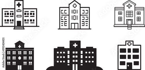 Collection of Hospital vector silhouette