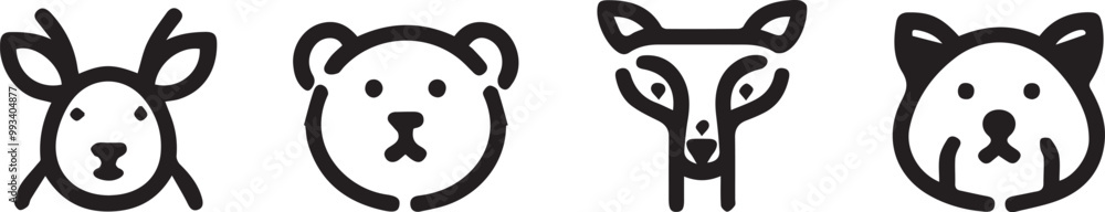 Set animal icons line style vector Set animal icons line style vector