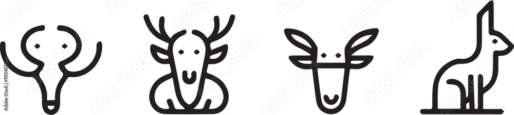 Set animal icons line style vector Set animal icons line style vector
