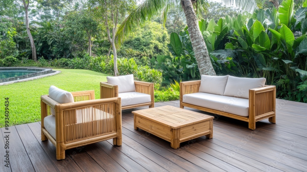 Modern Outdoor Living Space with Rattan Furniture Modern Outdoor Living Space with Rattan Furniture