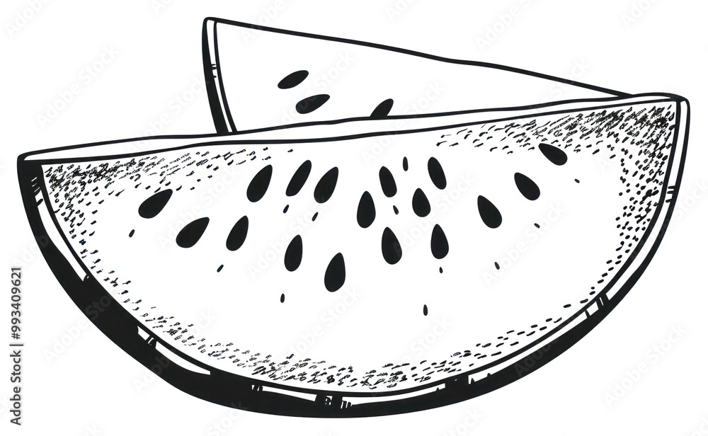 PNG Black-and-white watermelon slice illustration PNG Black-and-white watermelon slice illustration